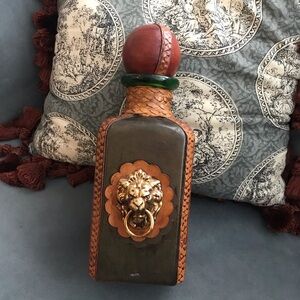 Vintage Italian Leather Wrapped Decorative Decanter Bottle Florentine Style rare